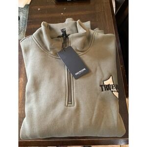 True Religion Brand Jeans Relaxed Mock Quarter‎ Zip Kalamata Pullover Mens M NWT